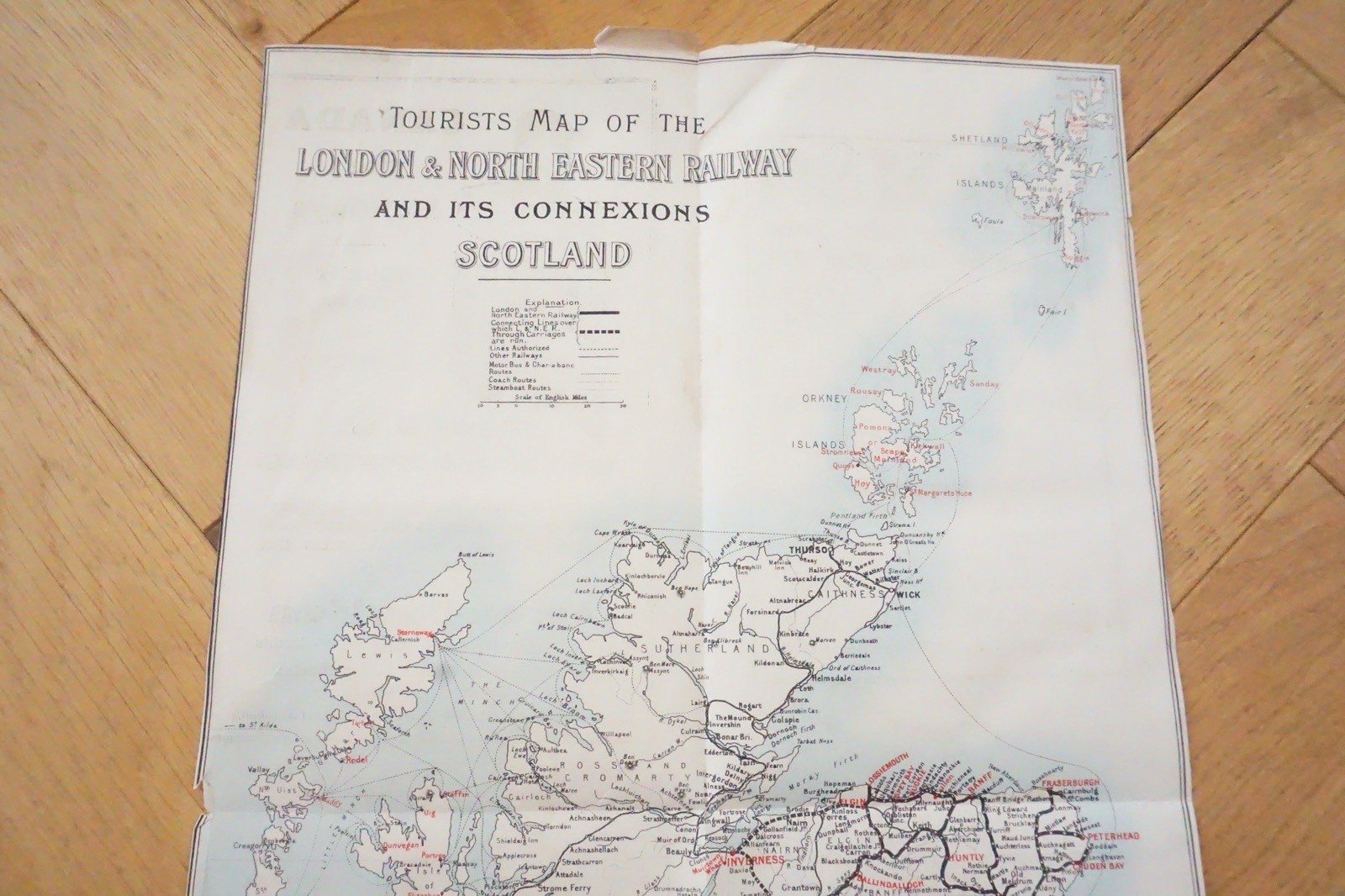 1933 LNER Scotland Connections Railway Map 40cm x 24cm
