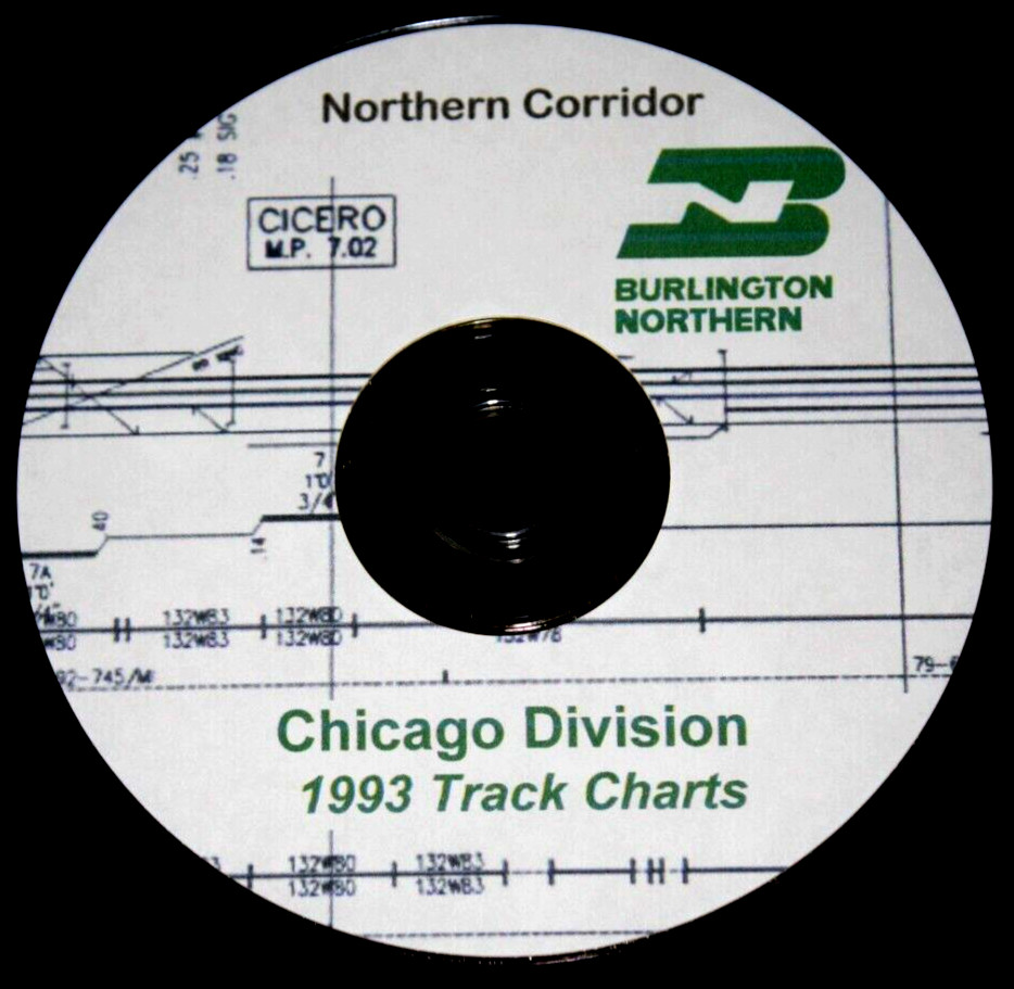 Burlington Northern 1993 Chicago Division Track Charts PDF Pages on DVD