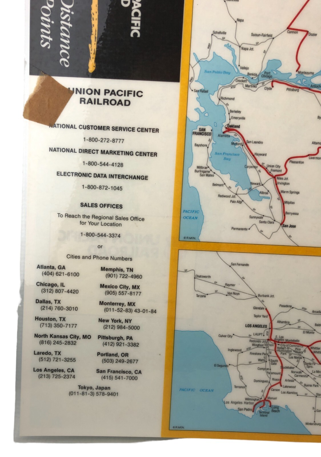 Union Pacific Railroad UP System Route Map 1988 Edition LAMINATED 32 x 20″