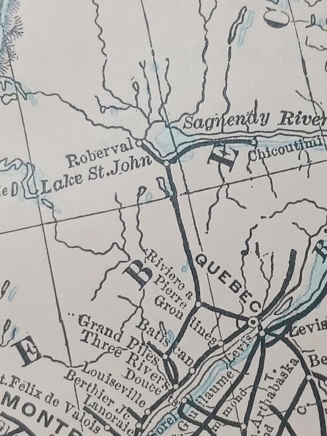 ~1898 ANTIQUE Railroad Map EASTERN CANADA Train Route Stations 9″x 11″