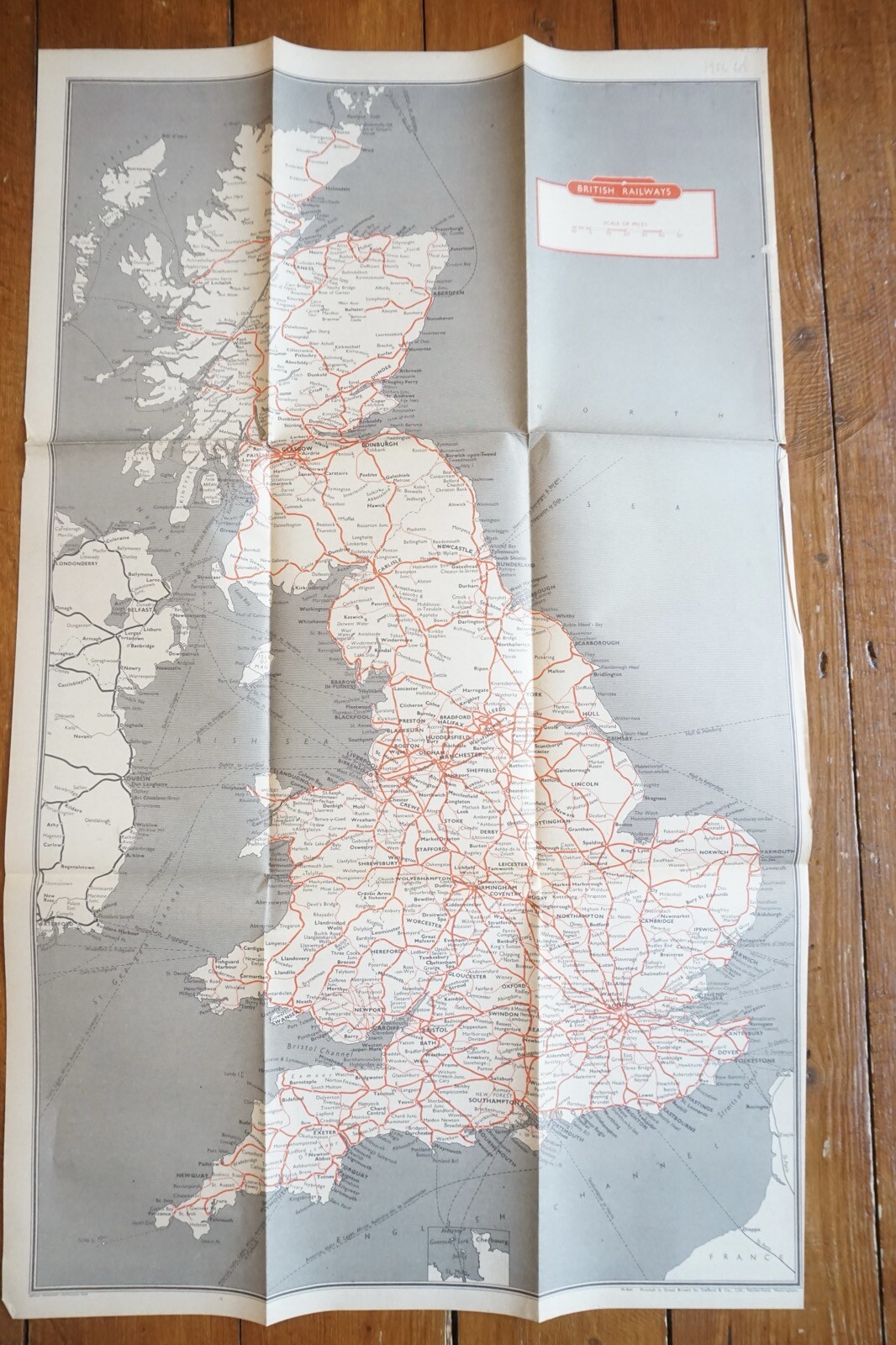 1956 British Rail London Midland Passenger Network Railway System Map VGC