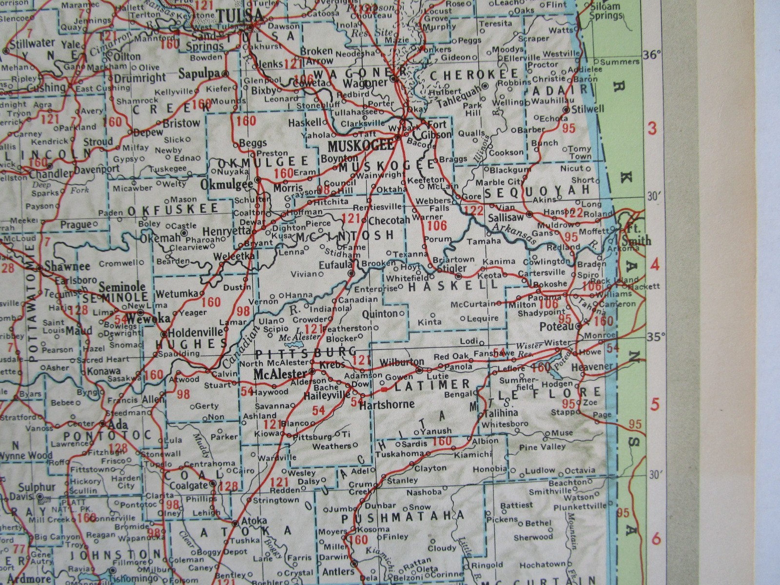 OR OK Vintage 1951 OREGON RAILROAD MAP. SUMPTER VALLEY RR or OKLAHOMA. OSAGE RR