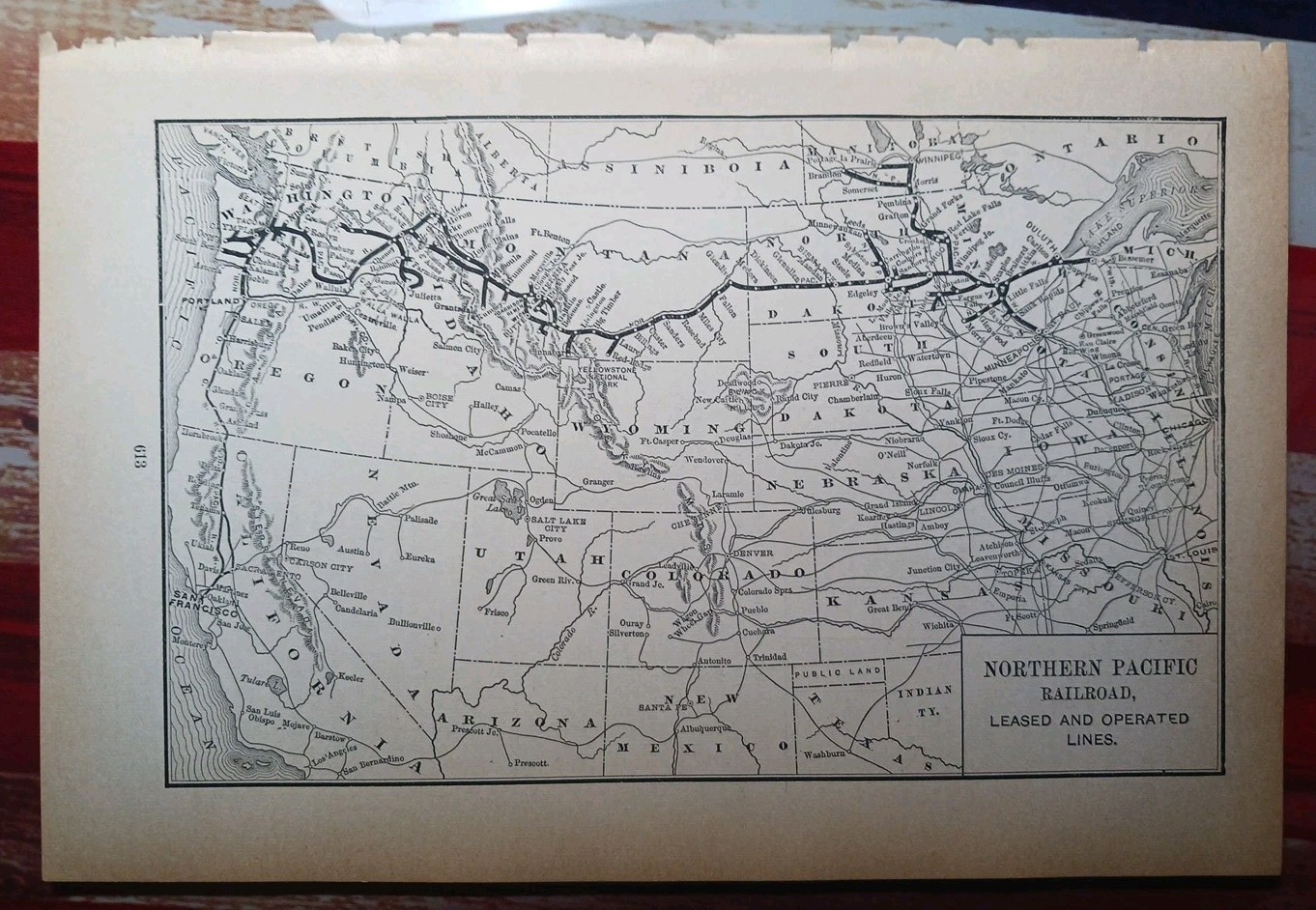 ~1895 Train Route Map NORTHERN PACIFIC RAILROAD all Stations & Lines MT ND WA MN