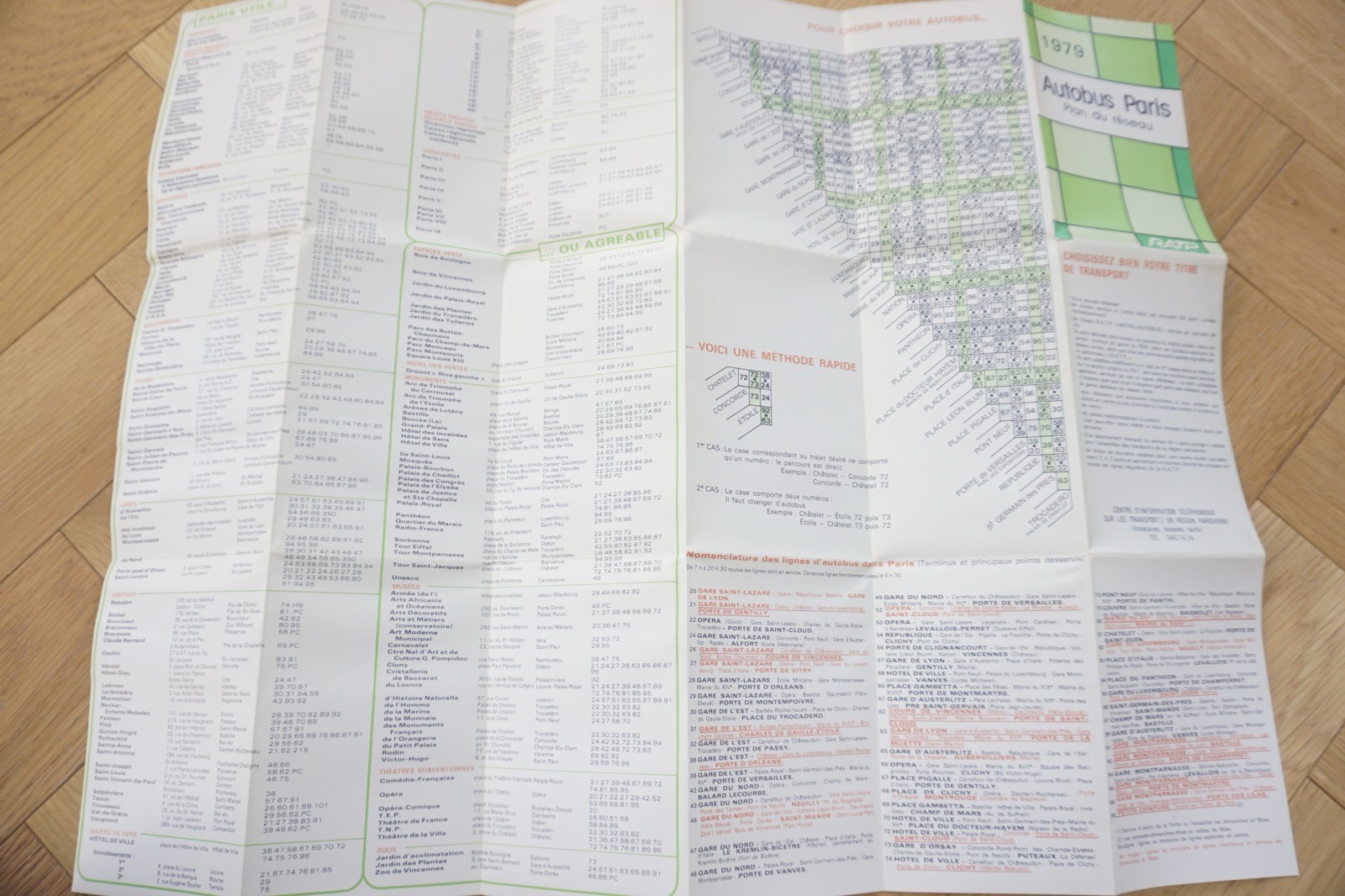 1976 & 1979 Paris Autobus Metro Map Bus Railway Map x2 France