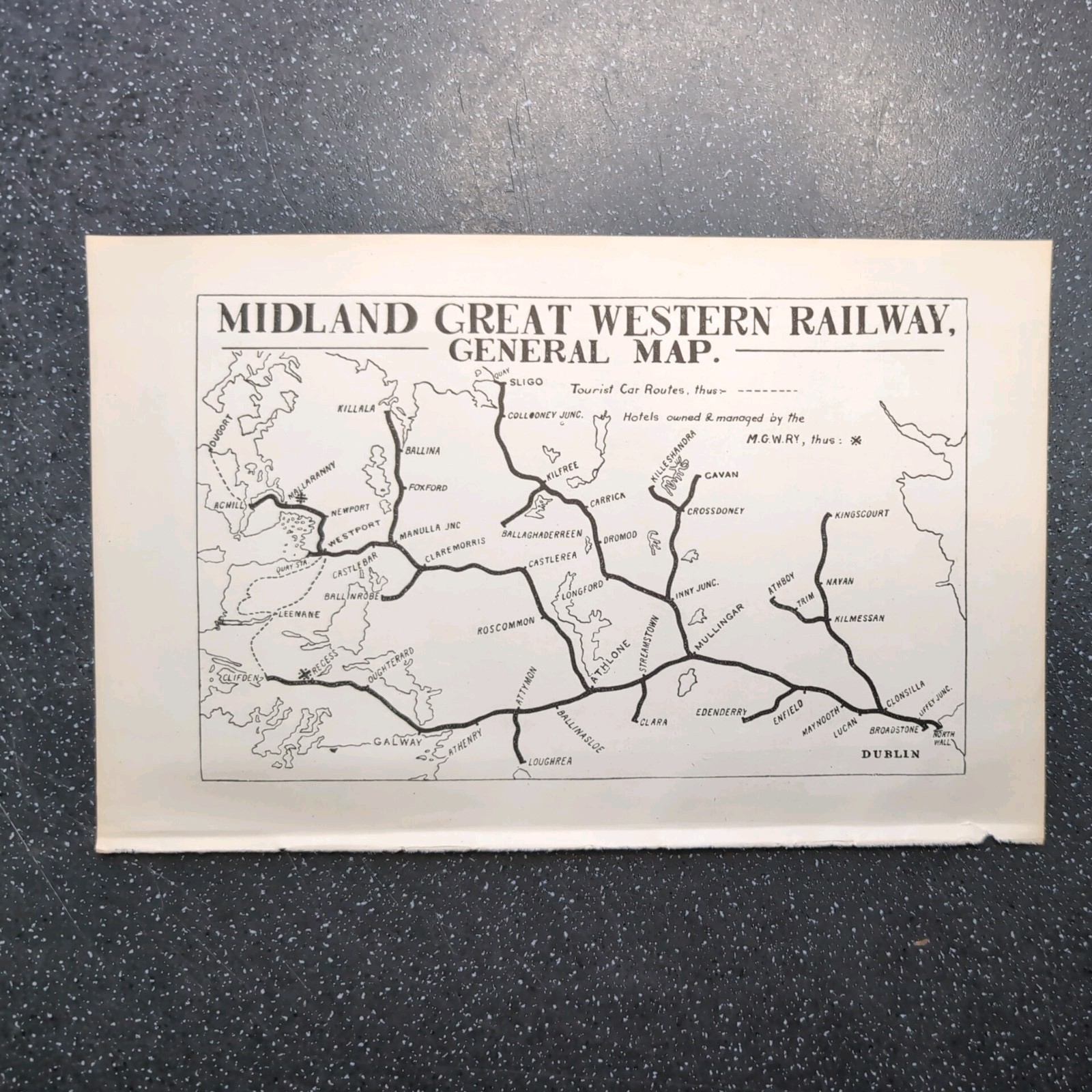 Original 1924 Map of Midland Great Western Railway General Map