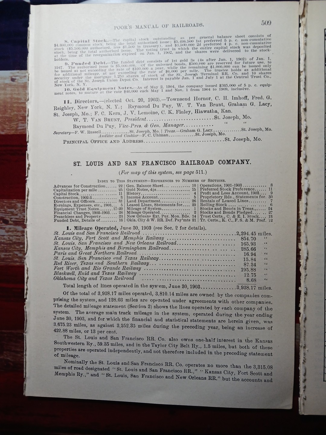 ~1904 ST LOUIS & SAN FRANCISCO RAILROAD vintage Railway Map + Report All Routes