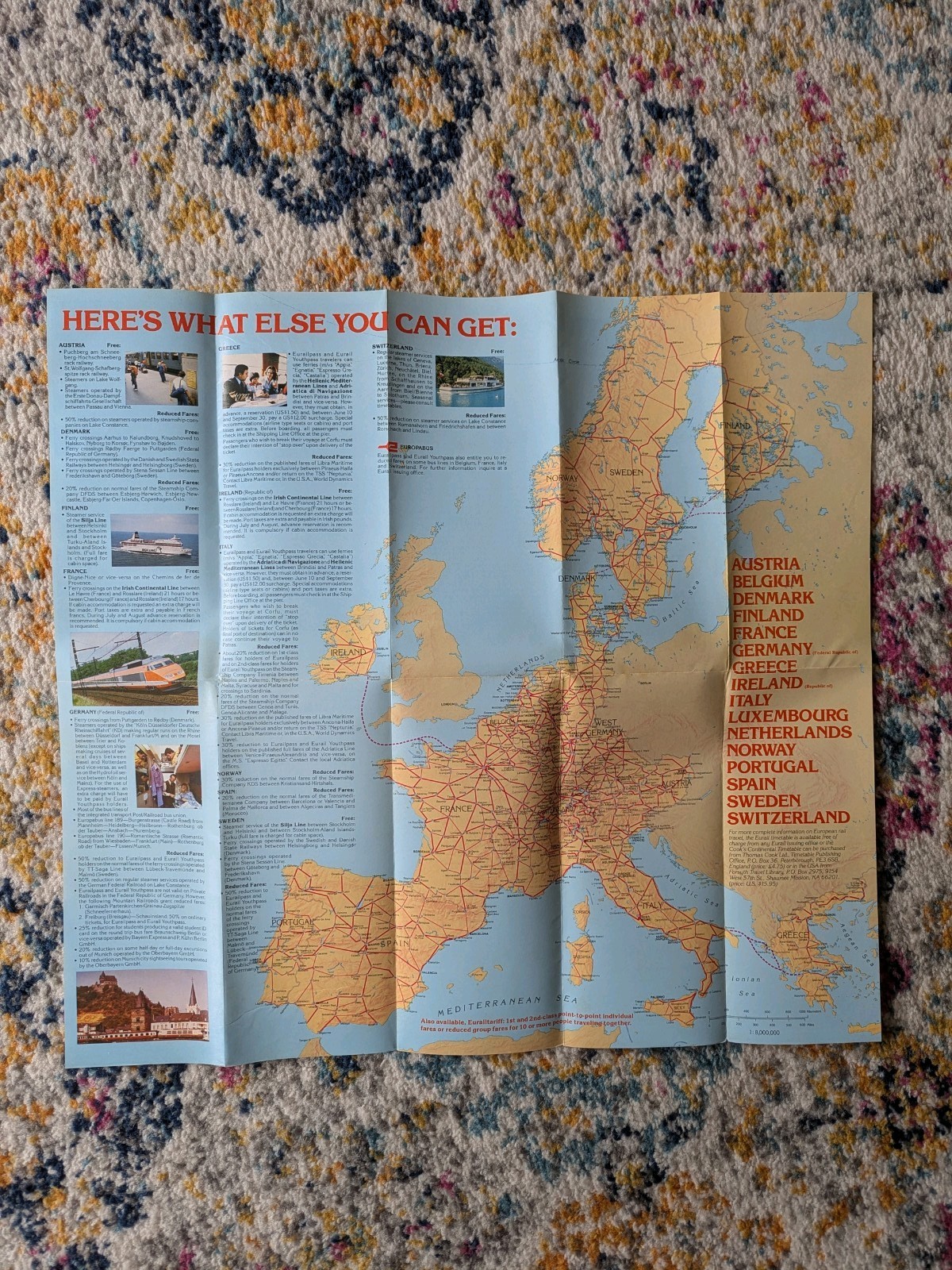 Lot of 3 EURAIL Brochures and Maps, 1976, 1978, 1982