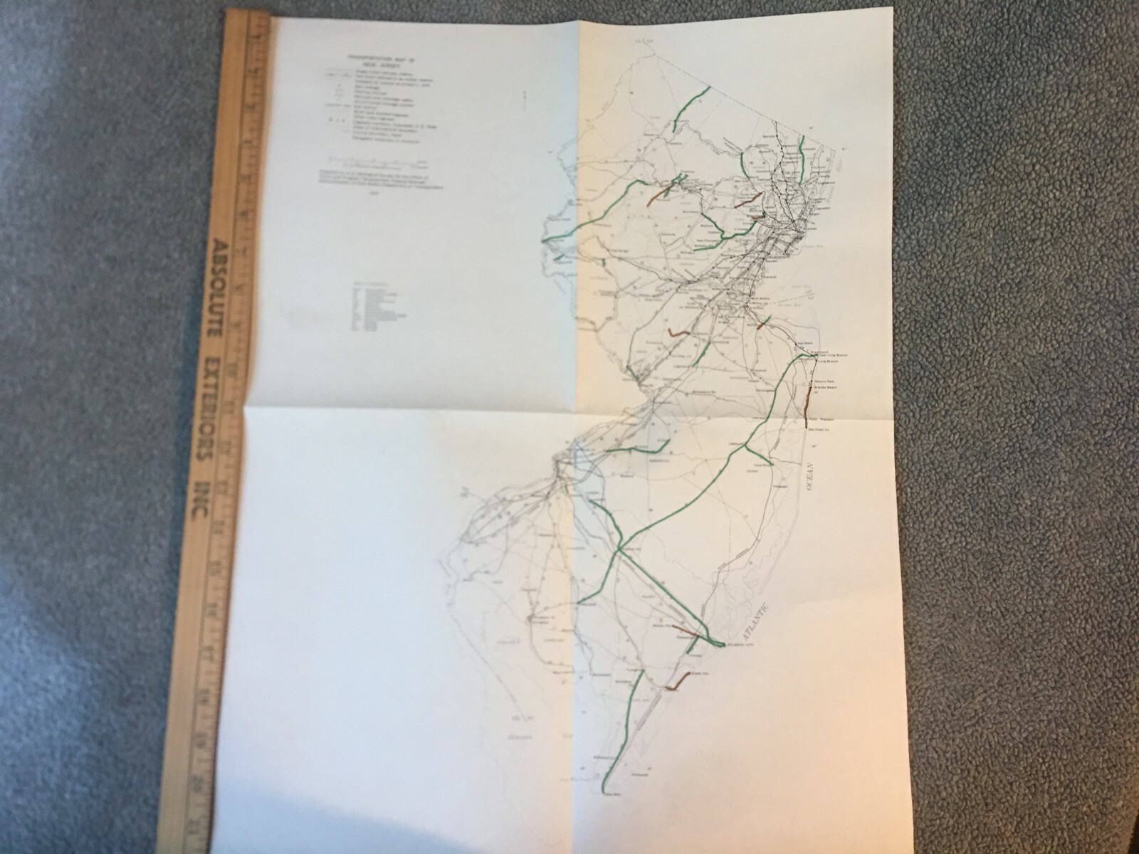 Vintage 1976 New Jersey Transportation Map●Federal Railroad Adminstrat’n●11″x17″