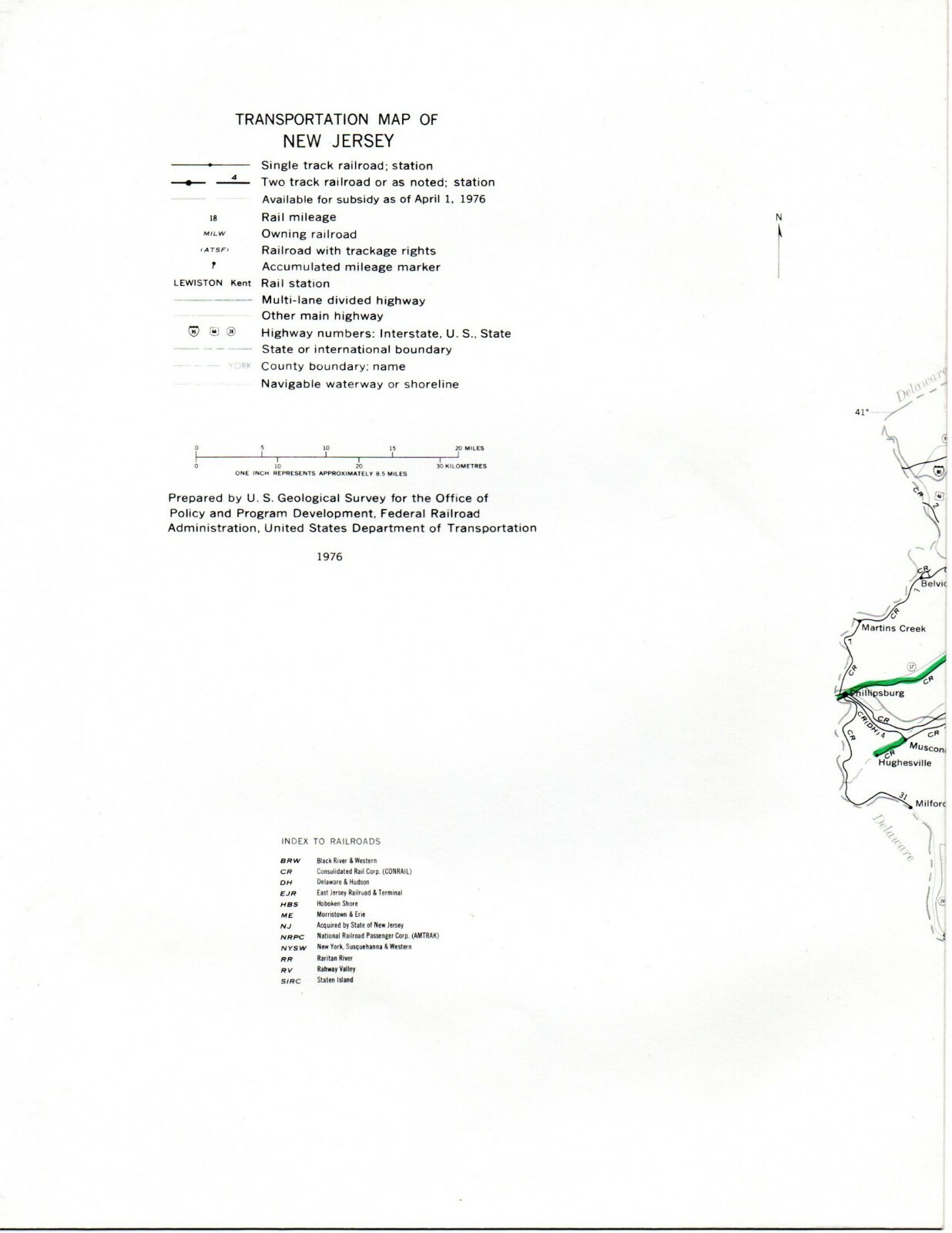 Vintage 1976 New Jersey Transportation Map●Federal Railroad Adminstrat’n●11″x17″