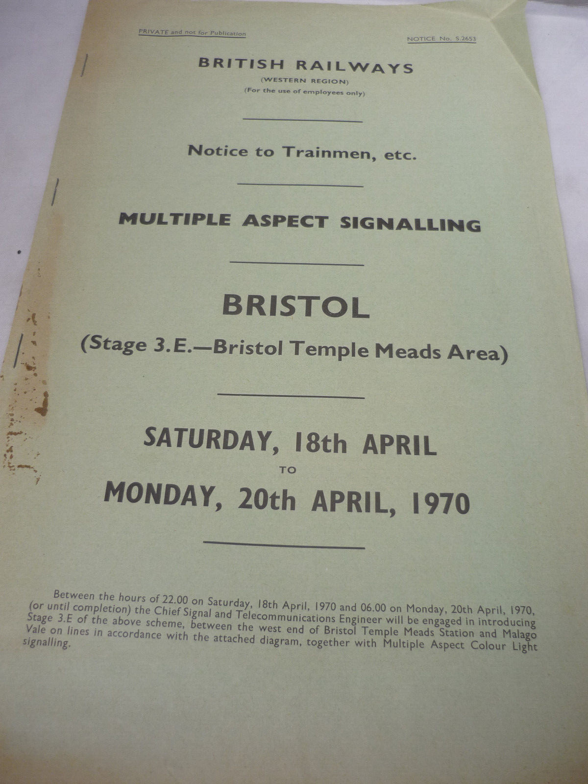 British Railways – Bristol – Multiple Aspect Signalling 1970 – Temple Meads Area