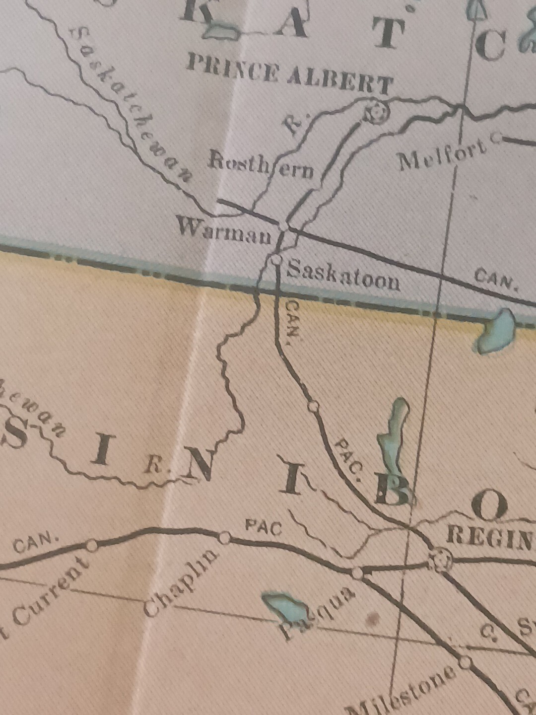 1906 Dated Train Route Map Western Canada All Railroad Lines Stations Towns 11×9