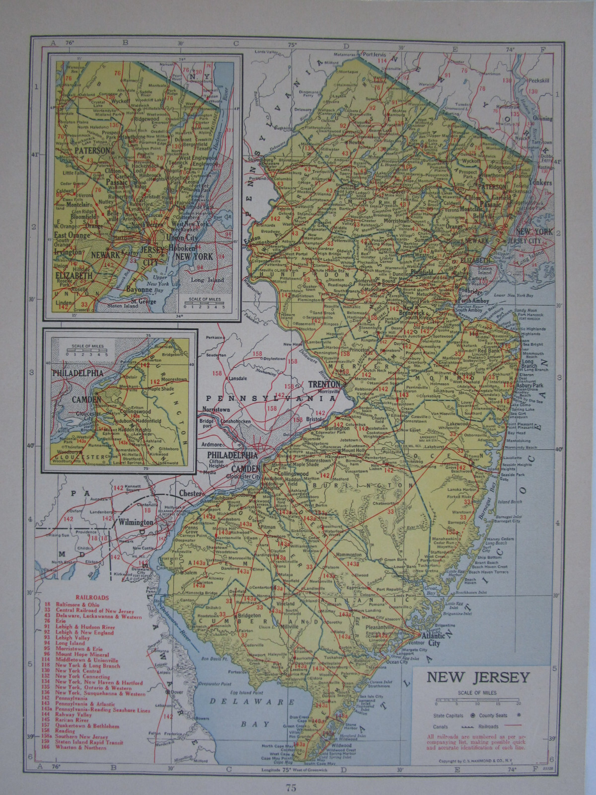 NM NJ Vtg 1942 NEW MEXICO RAILROAD Map. PECOS VALLEY SOUTHERN ~or~ NEW JERSEY