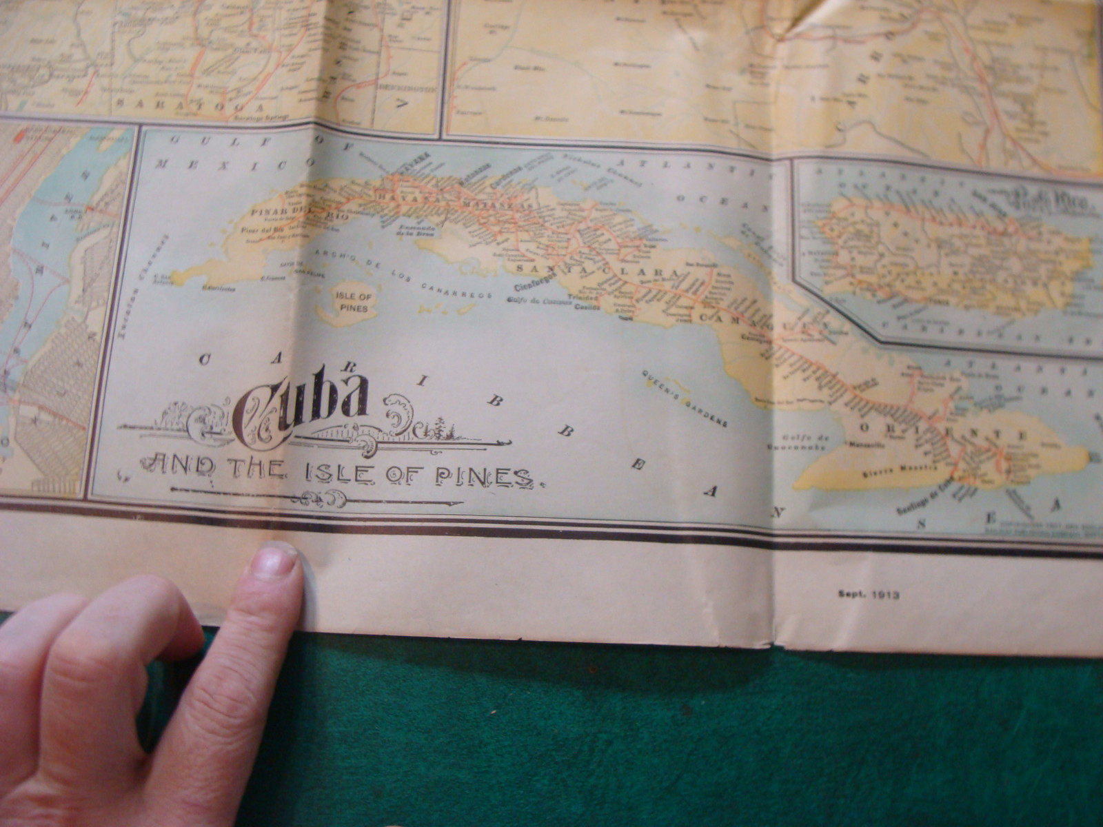 1913 ABC The PATHFINDER RAILWAYS GUIDE MAP eastern section, in 2 parts now