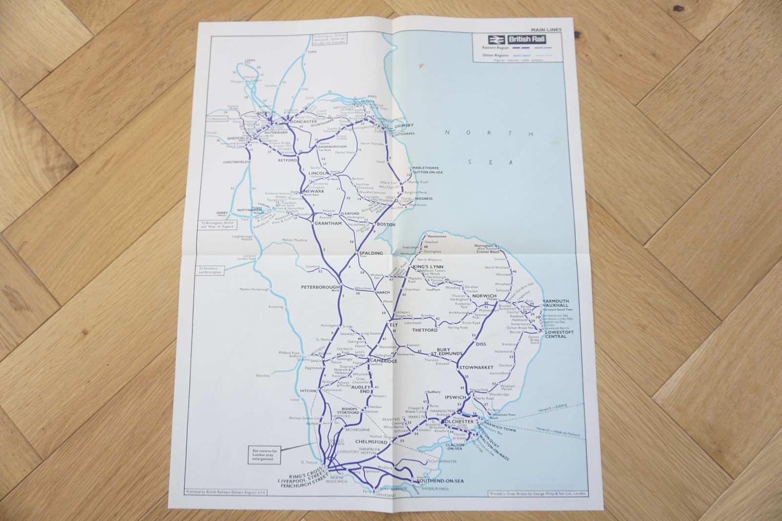 Aug 1967 Eastern Region British Rail Railway Map VGC