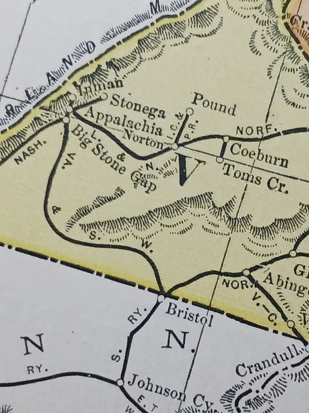 ~1904 Railroad Map West Virginia Maryland Delaware VA all lines Depots 11″x9″