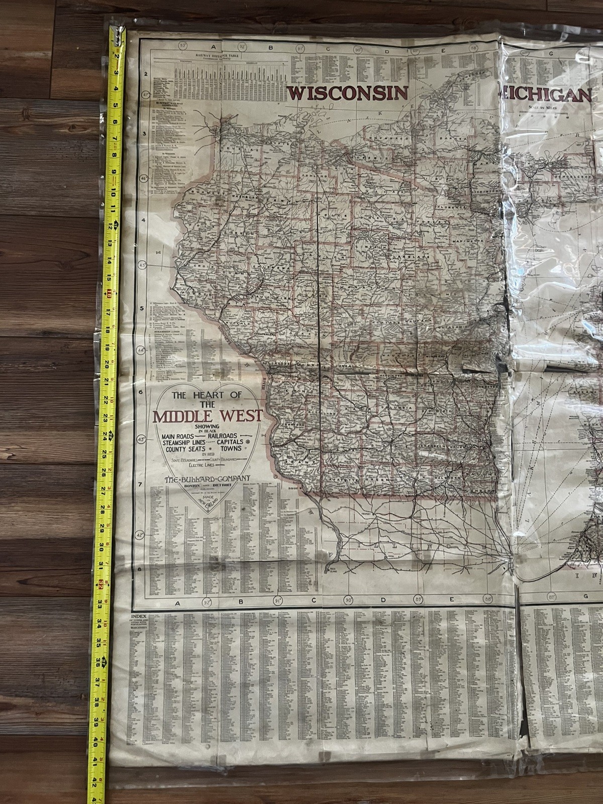 1911 Antique THE BULLARD COMPANY “Heart of the Middle West” Map