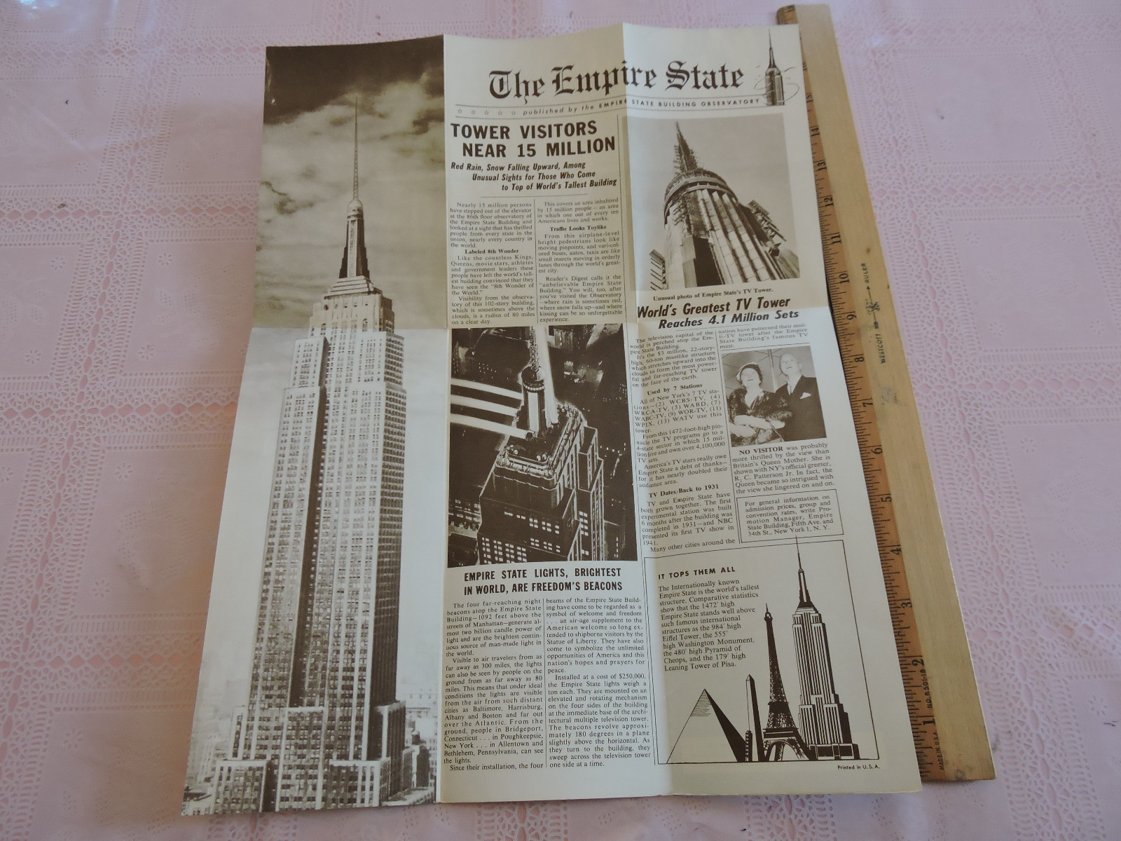 Foldout 1950s New York City Empire State Building SKYSCRAPER NYC Tower Brochure