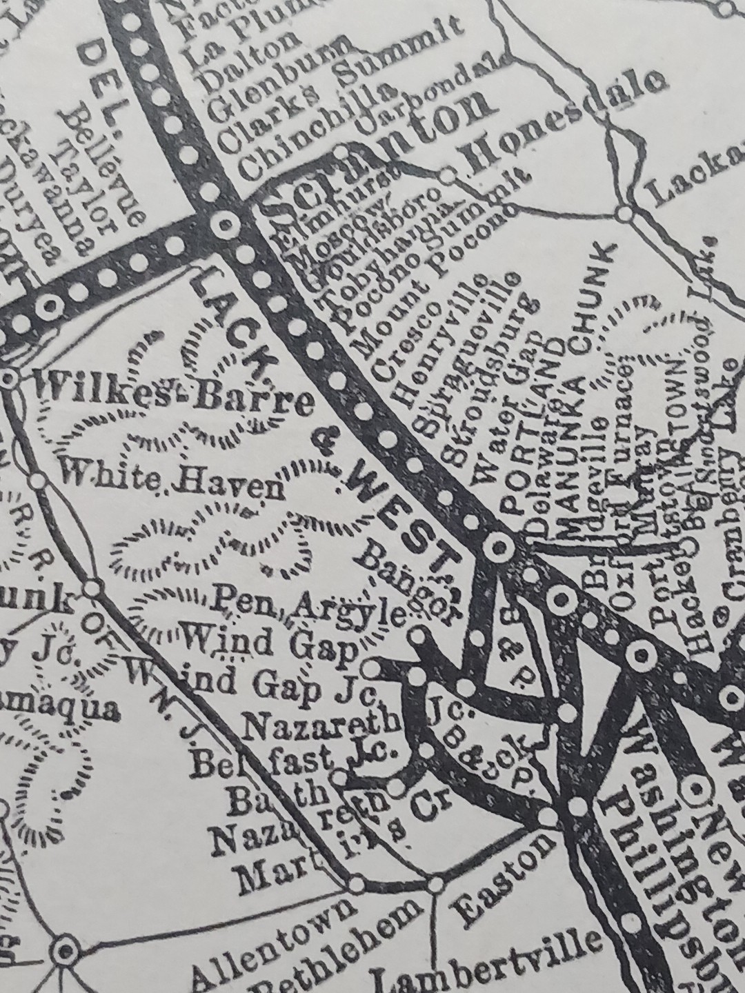 ~1904 Vintage Railway Map LACKAWANNA & WESTERN RAILROAD All Routes & Stations