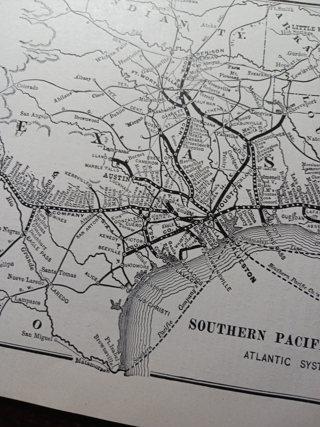 ~1904 Train Route Map SOUTHERN PACIFIC SYSTEM All Texas Louisiana Railroad Lines