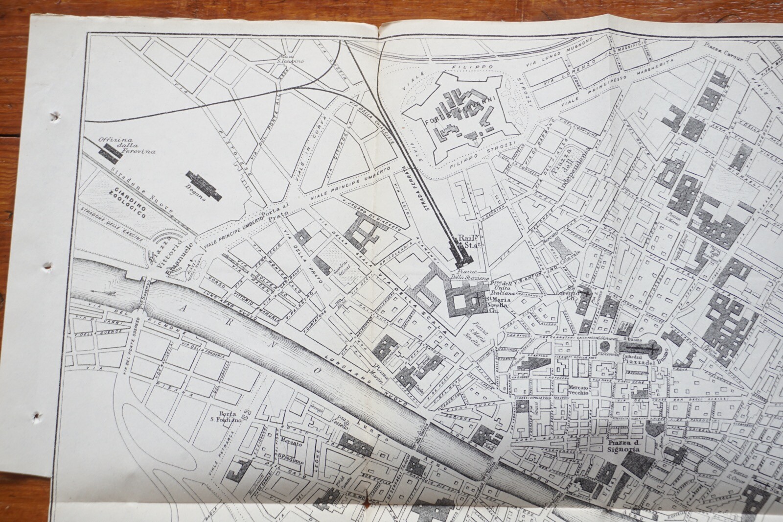 1899 Bradshaws Map of Florence Italy Original Railway Map