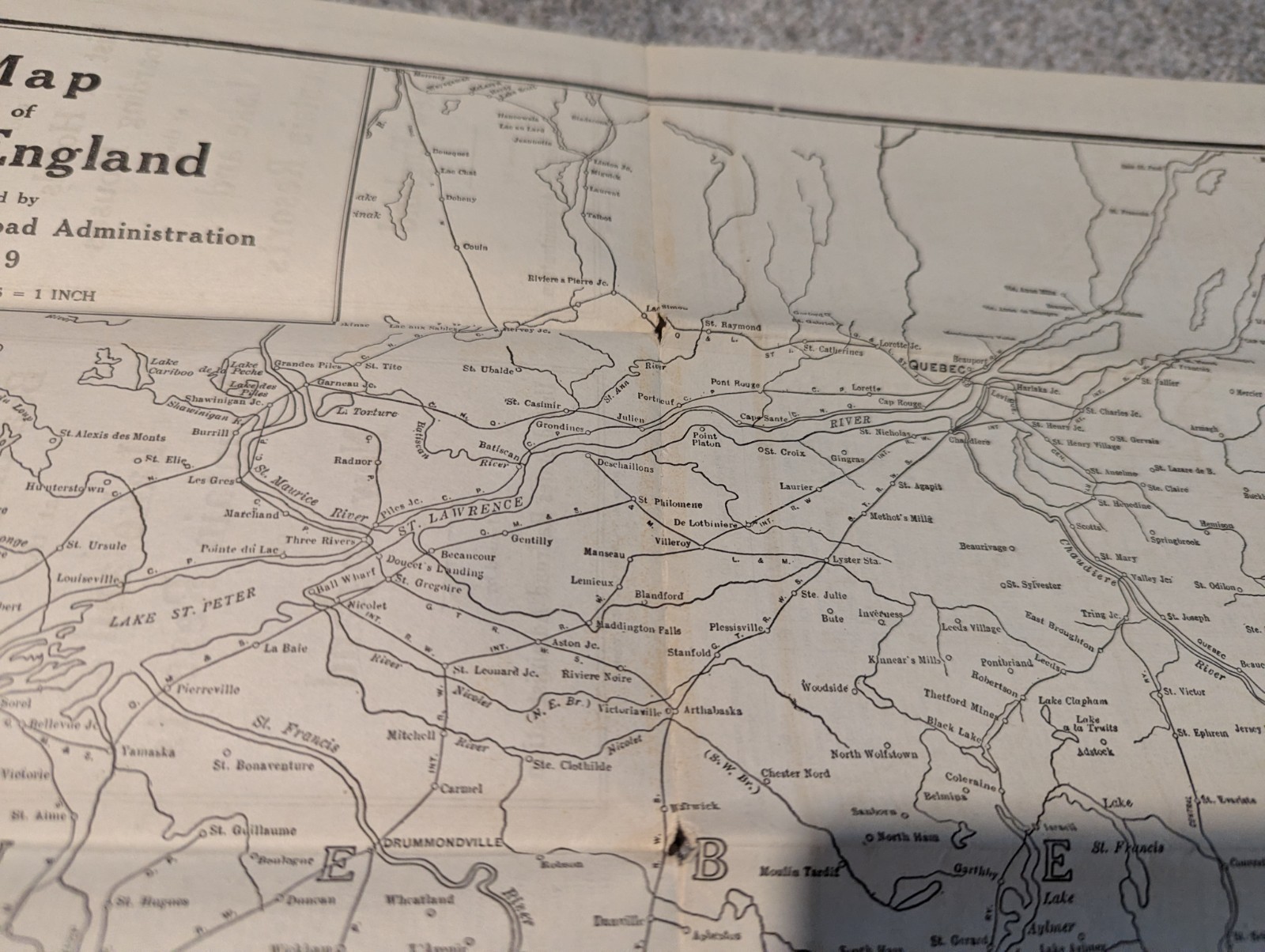 United States Railroad Administration Map New England 1919 Antique Train 1910s