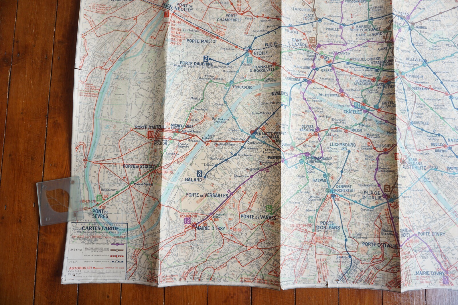 1968 France RATP Metro Underground Tube Map Railway Quad Poster