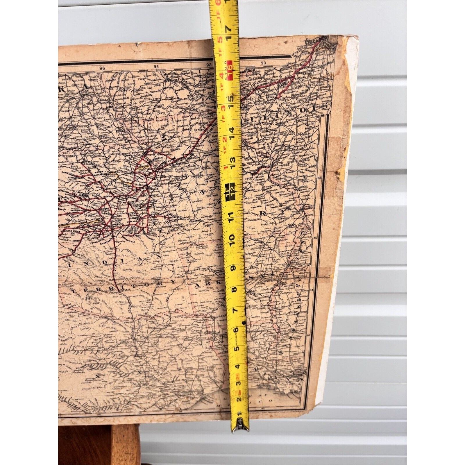 RARE 1888 Antique LARGE Wall Hang Atchison, Topeka, Santa Fe Railroad System Map