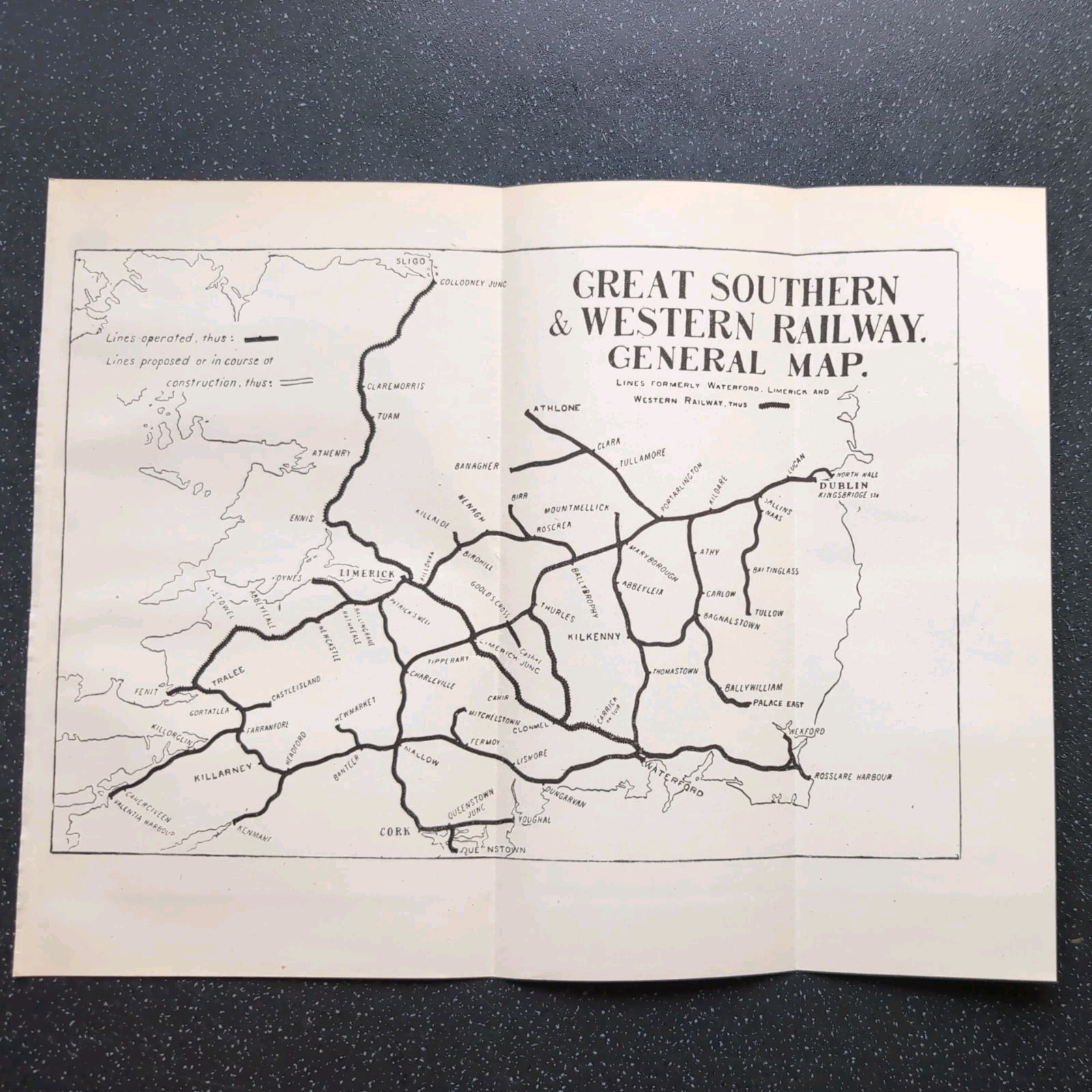 Original 1923 Map of Great Southern and Western Railway General Map