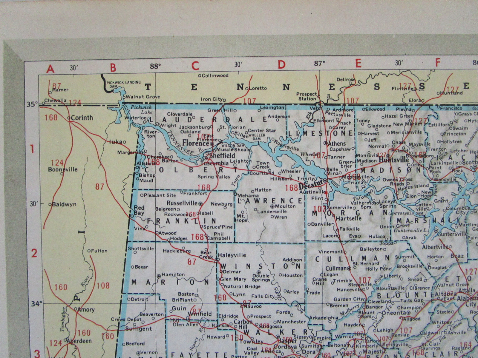 AL AZ Vintage 1951 ALABAMA RAILROAD Map. MERIDIAN BIGBEE RIVER RR or ARIZONA