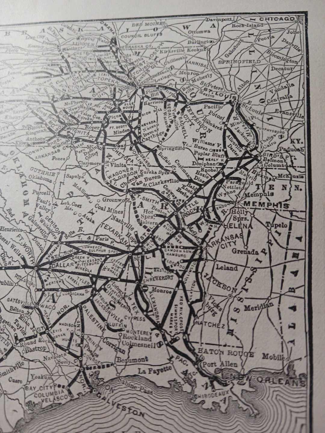 1905 Train Route Map MISSOURI PACIFIC RAILWAY Rio Grande Great Northern Railroad