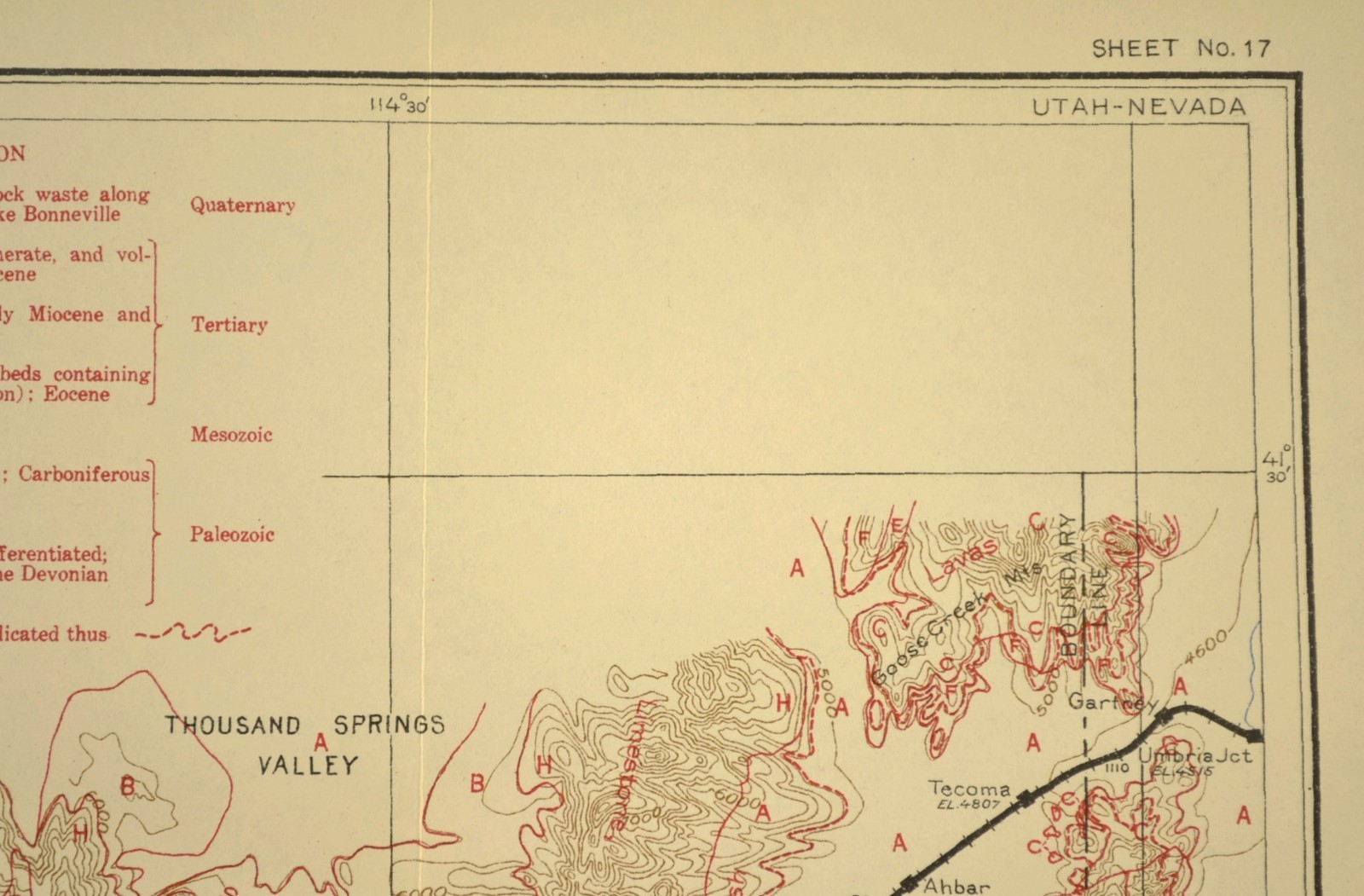 1915 Antique Southern Pacific Railroad Map Elko County Nevada San Juan County
