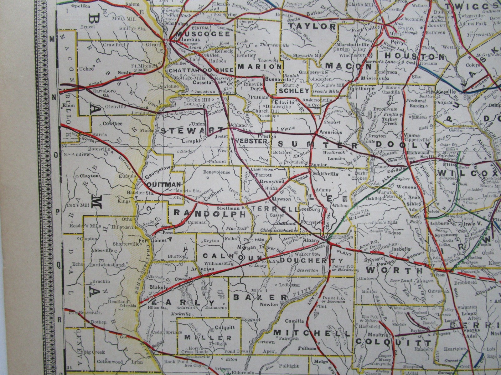 GA 1898 GEORGIA STEAM RAILROADs Map. SMITHONIA & DUNLOP RR, CUYLER & WOODBURN RR