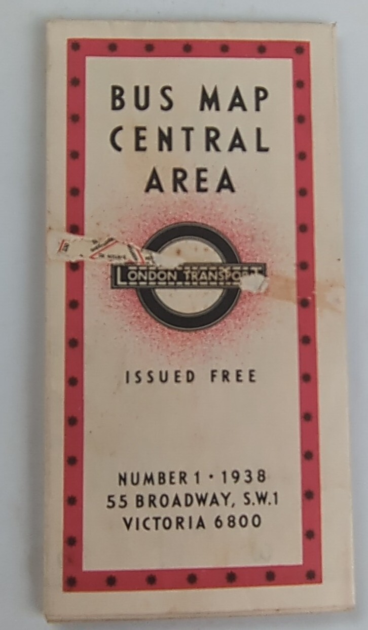 1938 London BUS MAP CENTRAL AREA NUMBER 1 – London Transport – Ships From US
