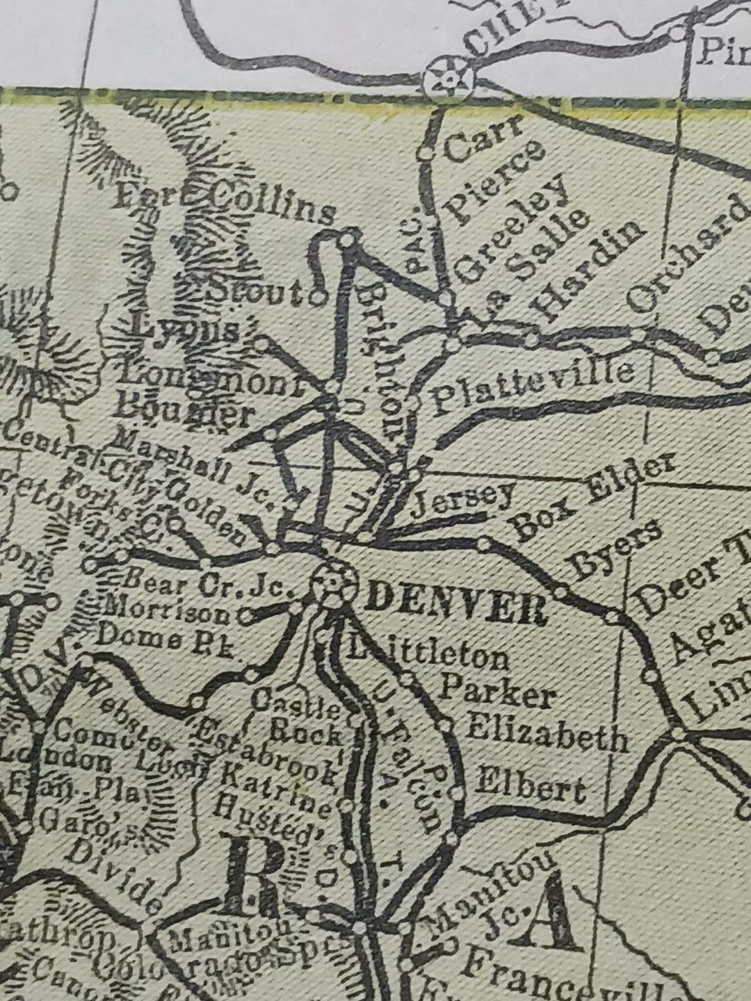 1897 Train Route Map ARIZONA Colorado UTAH New Mexico all Railroad Lines 9×11″