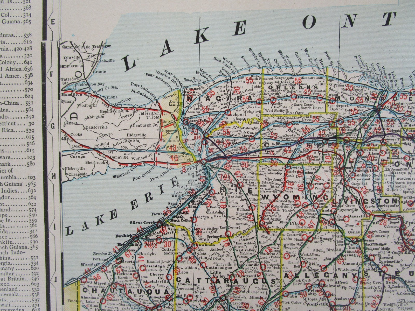 NY 1903 NEW YORK FULL STATE Cram RAILROAD Map. COOPERSTOWN & CHARLOTE VALLEY RR