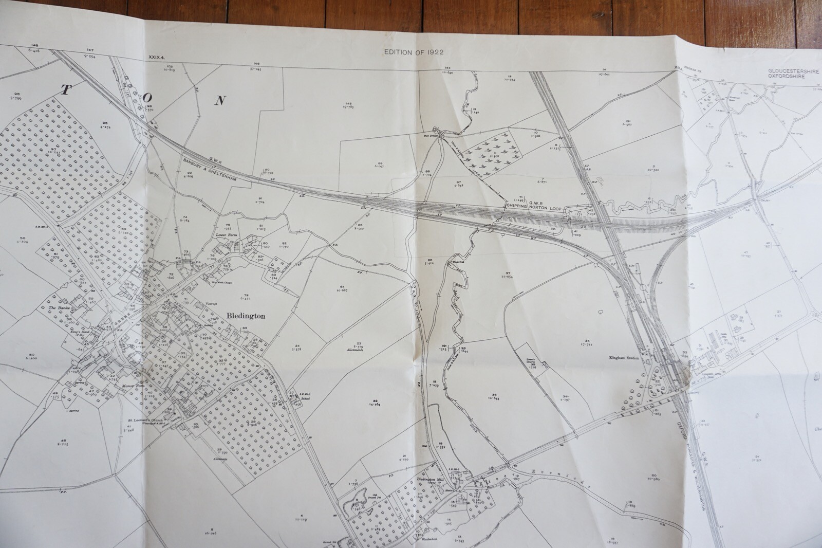 1922 Kingham GWR Chipping Norton Gloucester Railway OS Railway Map