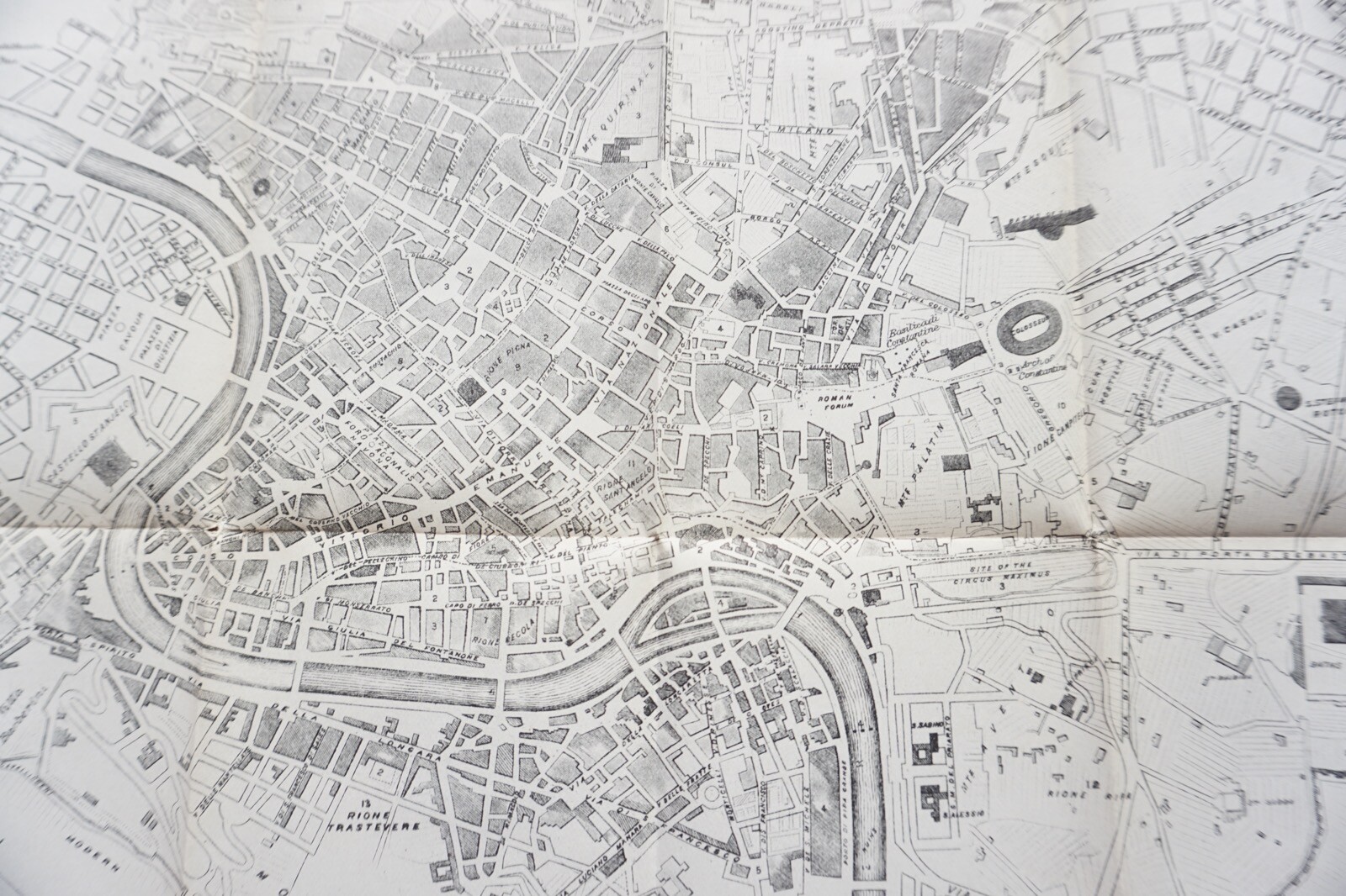 1899 Bradshaws Map of Rome Italy Original Railway Map