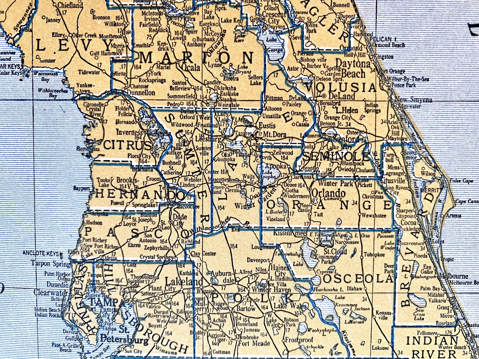 FLORIDA & GEORGIA Original c 1935 County & Railroad Maps. Hammond & Co. 9×12″