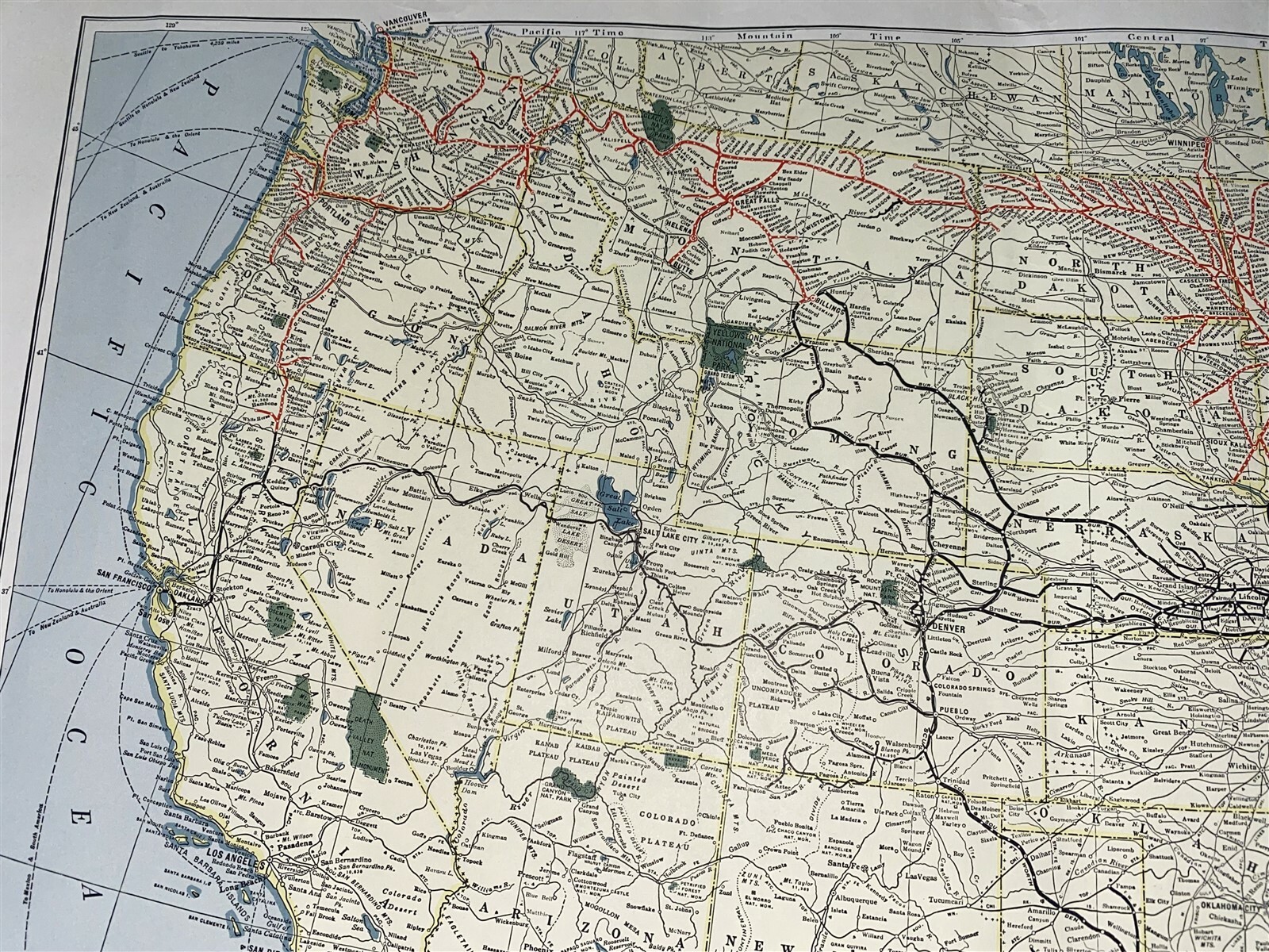 1952 Great Northern Railroad System Route Map US Map 20 1/2″ by 12 1/2″
