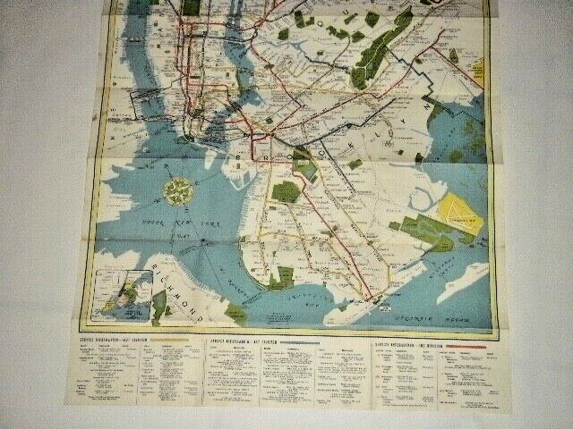 HAGSTROM’S MAP OF NEW YORK SUBWAYS ELEVATED LINES 1958 SOFT COVER FOLDED $.50
