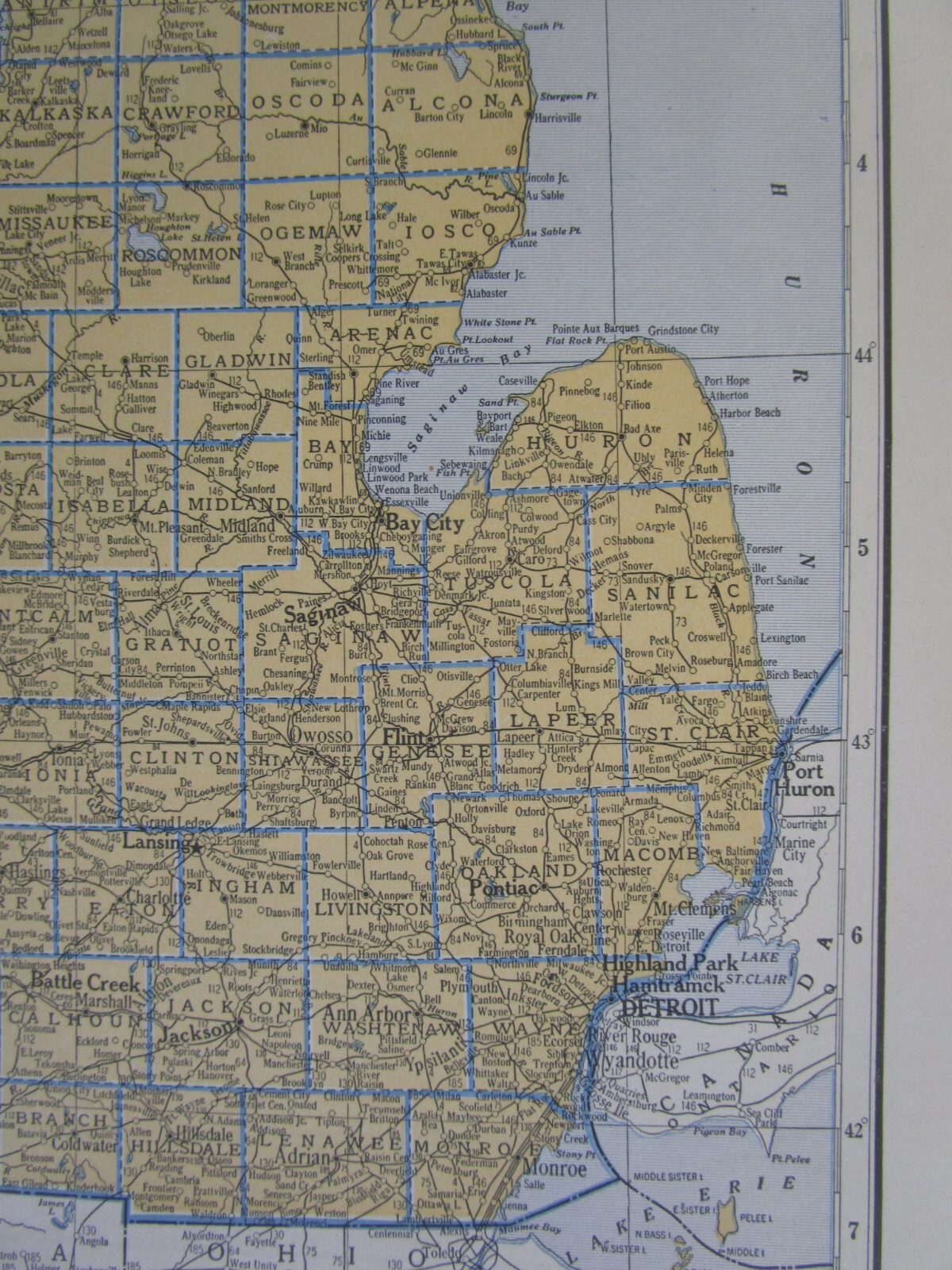 MI MN 1934 MICHIGAN RAILROAD Map ACADIA & BETSEY RIVER RR ~or~ MINNESOTA