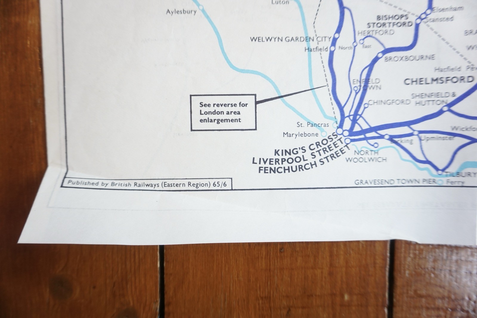 June 1965 Eastern Region British Rail Railway Map