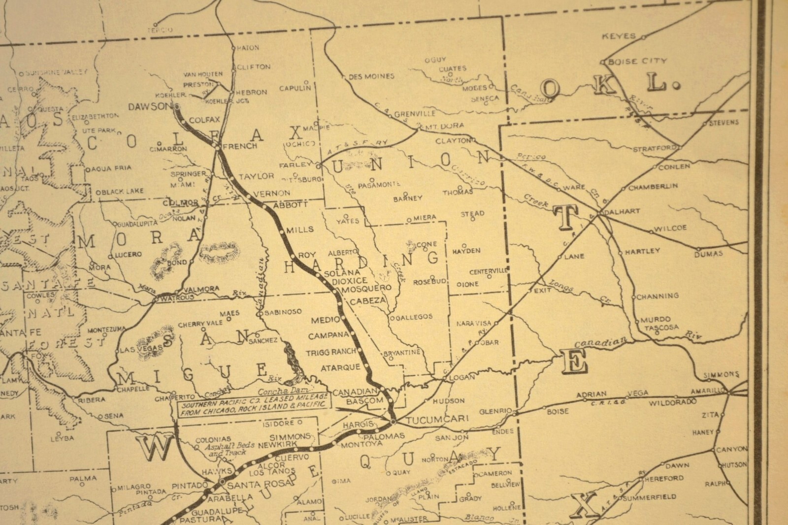 SOUTHERN PACIFIC Railroad Map Rio Grande Division Denver & Rio Grande Western RR