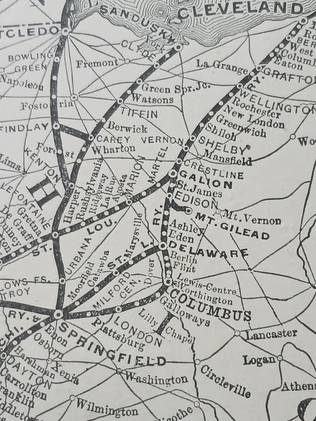 1897 Railroad Map CLEVELAND CINCINNATI CHICAGO & ST LOUIS RAILWAY Big Four Route