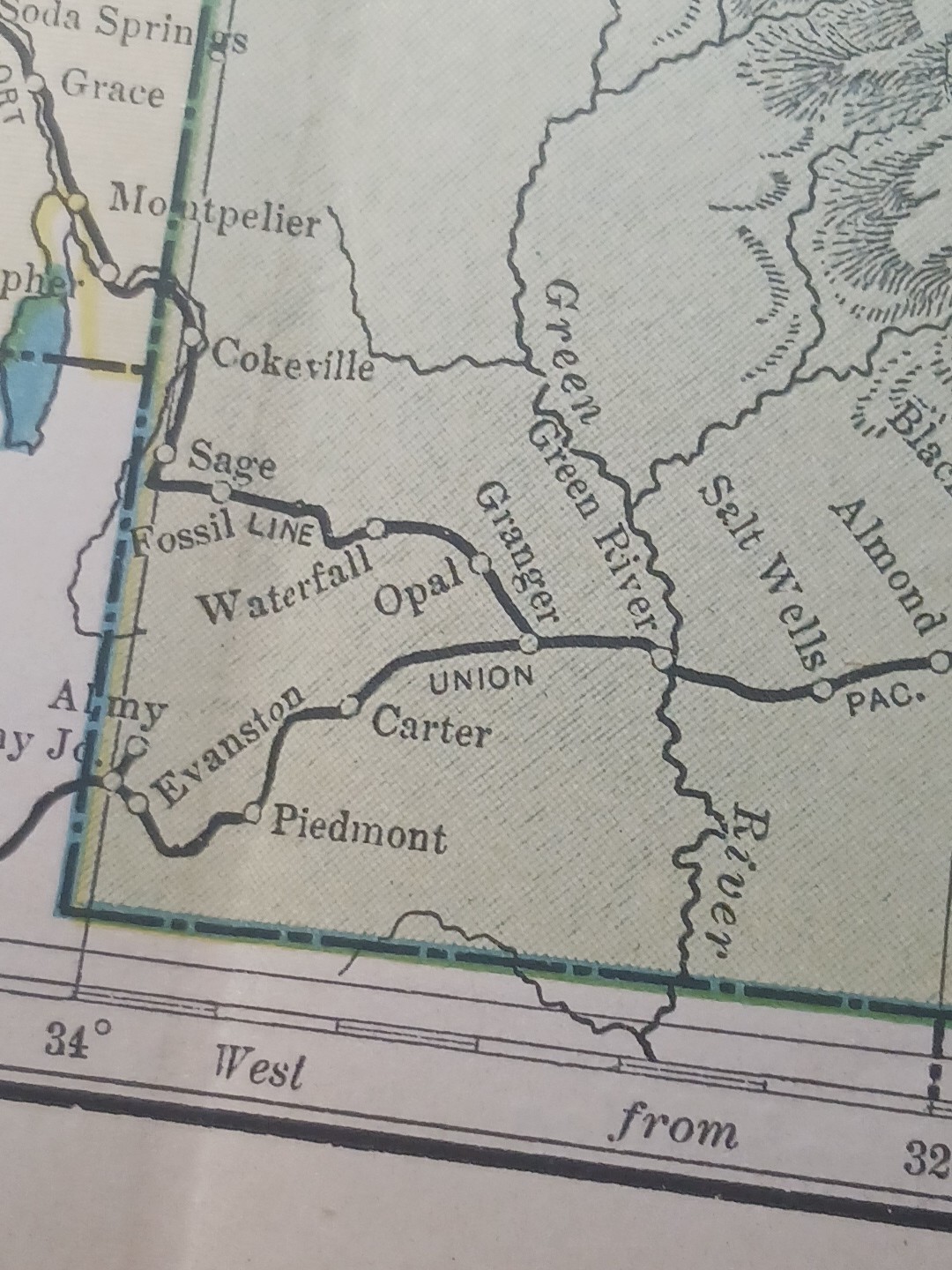 ~1904 Railroad Map MONTANA IDAHO WYOMING All railway Routes Depots 11×9″ vintage