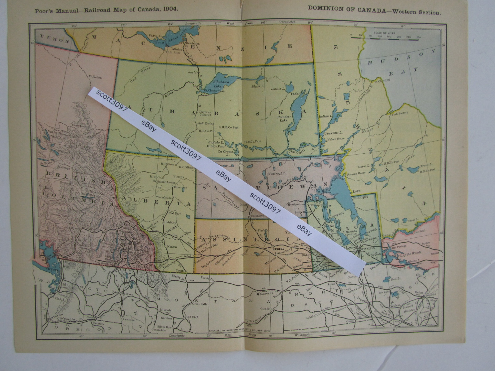 2 CANADA DATED 1904 Poor’s Manual Railroad Maps. EASTERN + WESTERN Sections