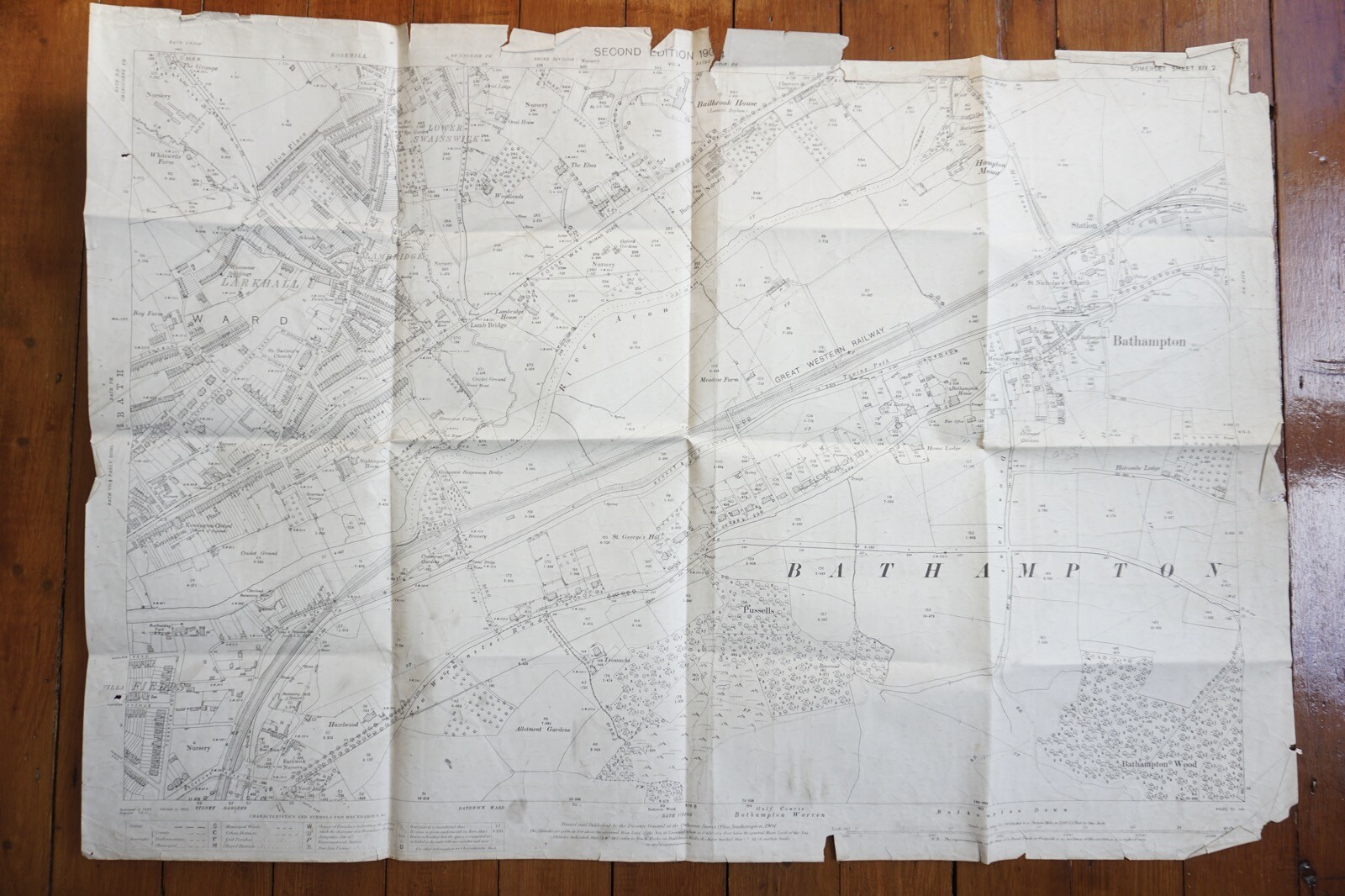 1904 Bathampton Somerset Larkhill GWR Great Western Railway OS Railway Map