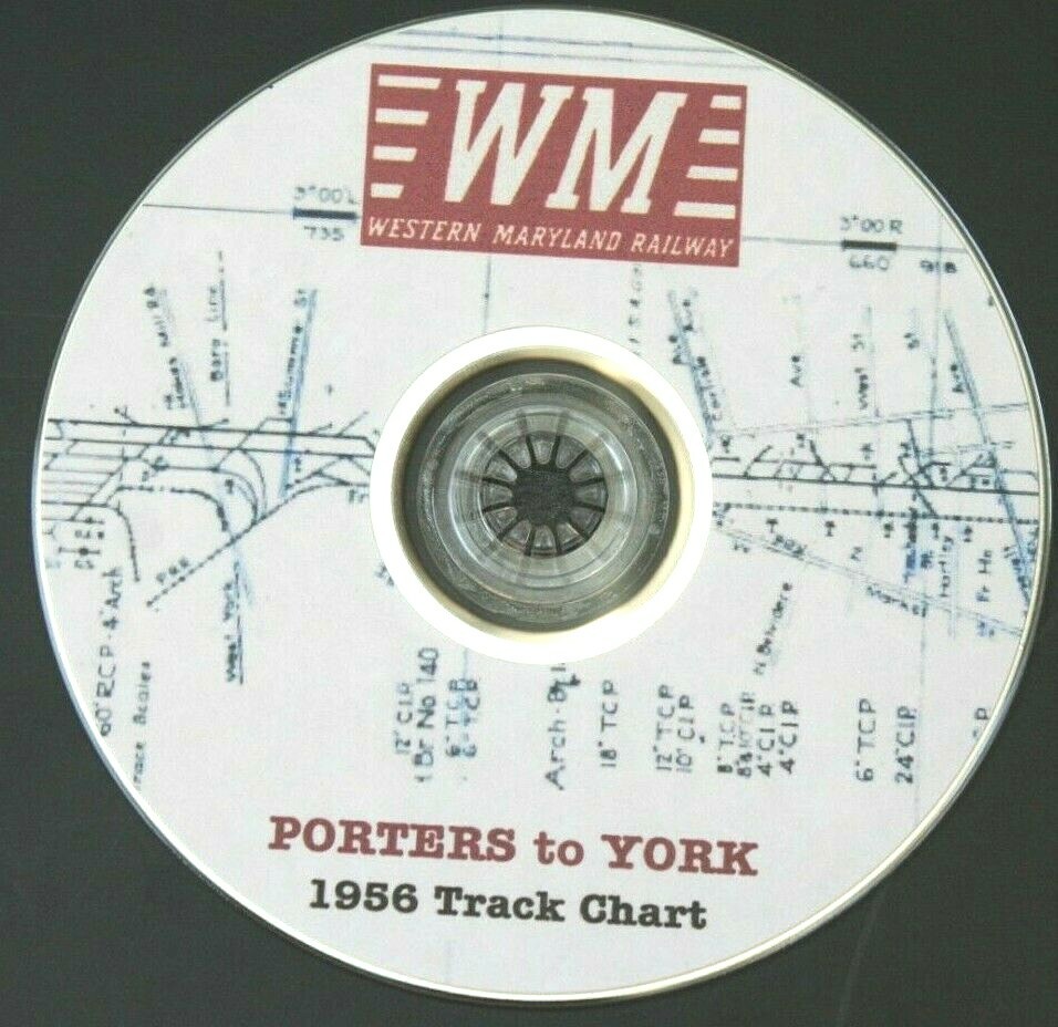 Western Maryland RR 1956 Porters to York York Branch Track Chart PDF Page on DVD