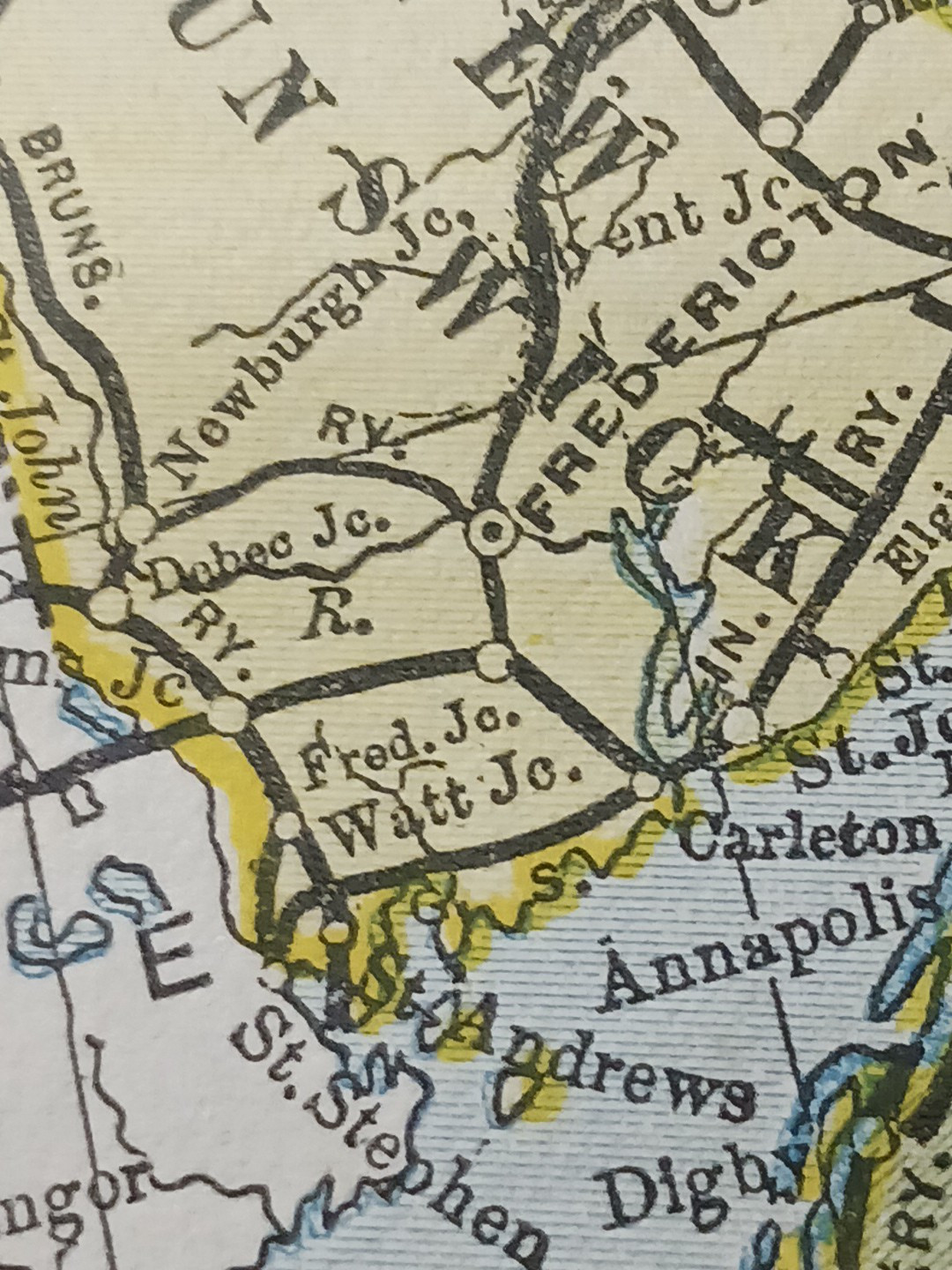 1897 Train Route Map Eastern Canada Ontario Quebec all Railroad Lines 9×11″