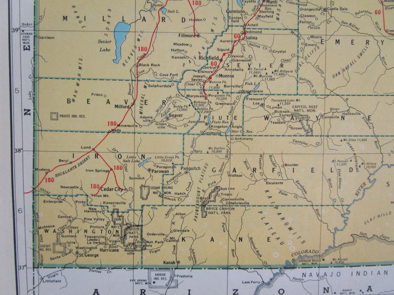 TX UT 1949 TEXAS RAILROAD Map NACOGDOCHES S’EASTRN RR or UTAH 1940s Post WWII